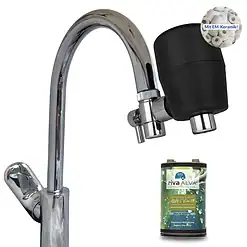 rivaALVA-S Viva EM | Trinkwasserfilter direkt am Wasserhahn | Blockaktivkohlefilter mit EM Keramik